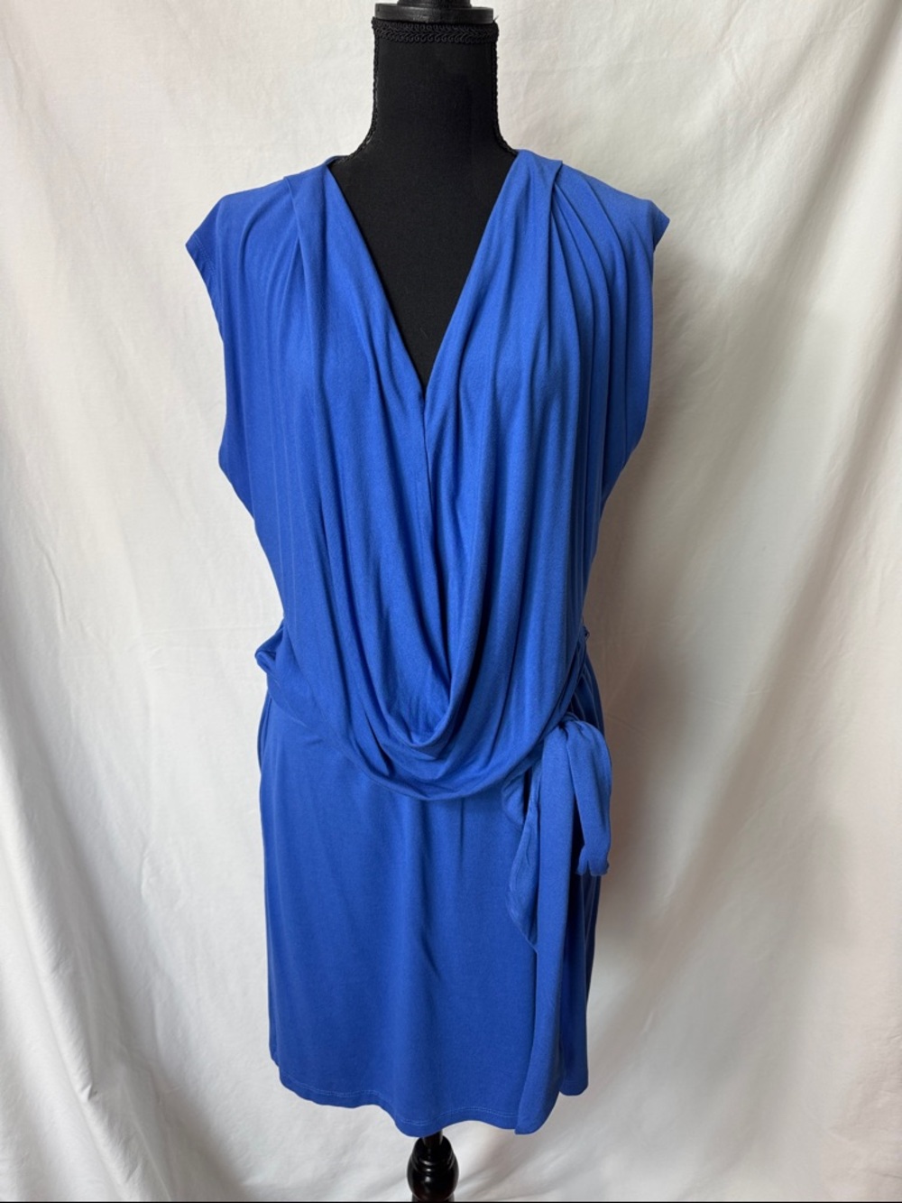 Tori Richard Draped Mini Dress in Cobalt Blue with Side Tie